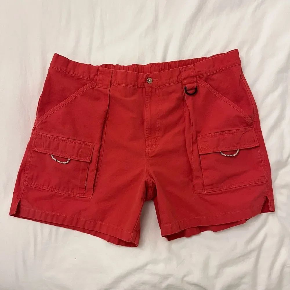Columbia PFG Red Cargo Shorts XXL | 100% Cotton Outdoor Fishing